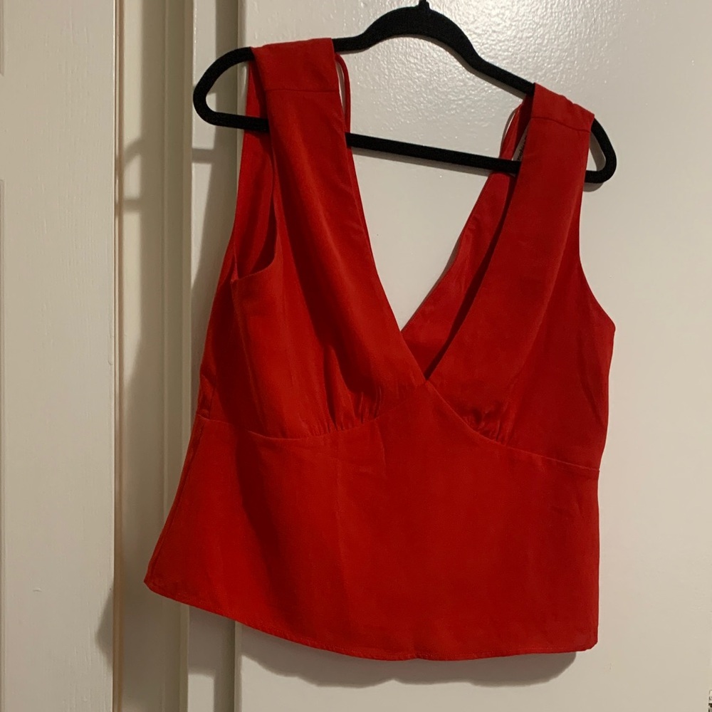 Abercrombie & Fitch Bold Red V-Neck Blouse